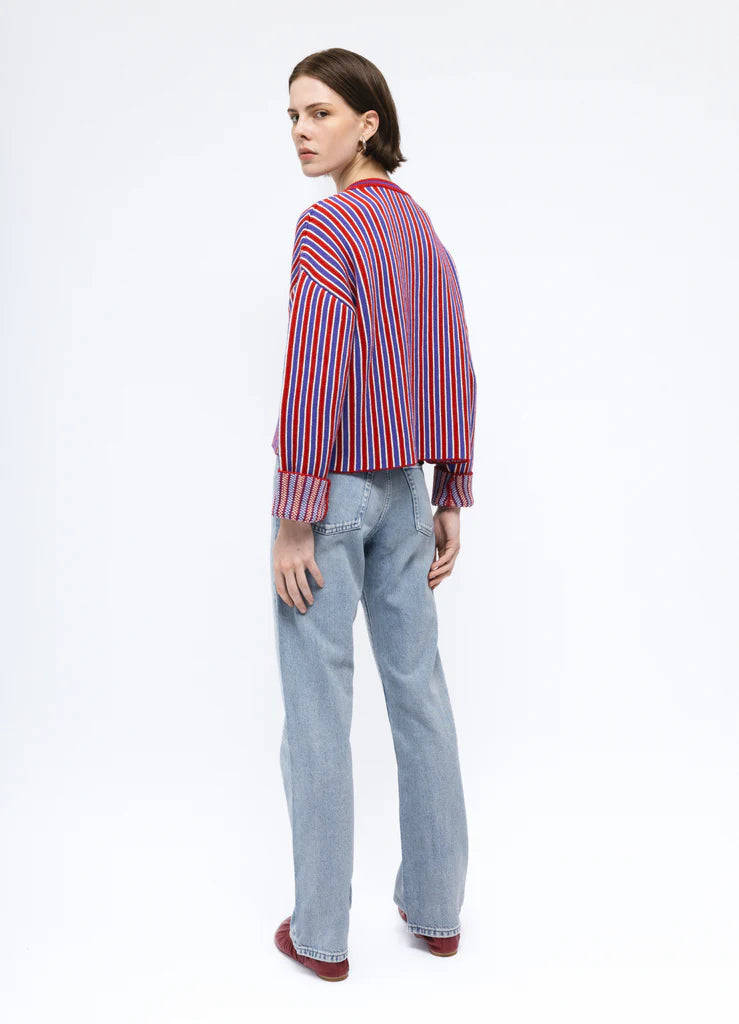 CHERRY Çizgili Triko Ceket