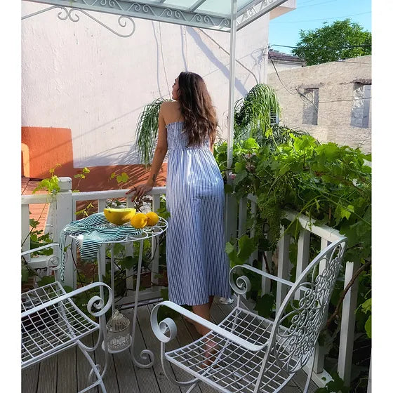 Blue Striped Gipe Dress