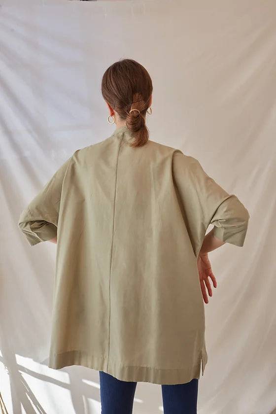 Oversize Nefti Yeşil Cepli Gömlek