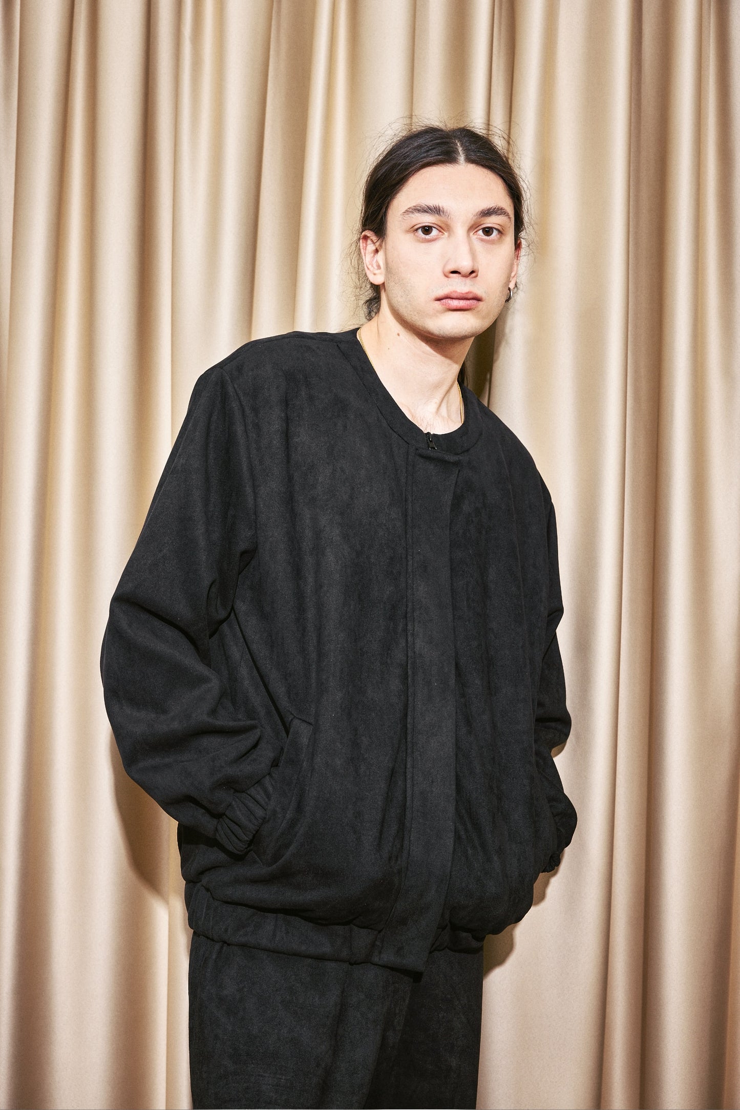 Flowy Scuba Suede Bomber Jacket