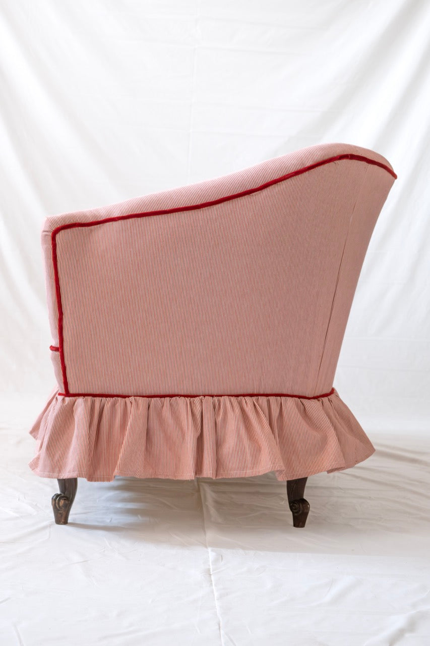 Red Thin Striped Triple Armchair