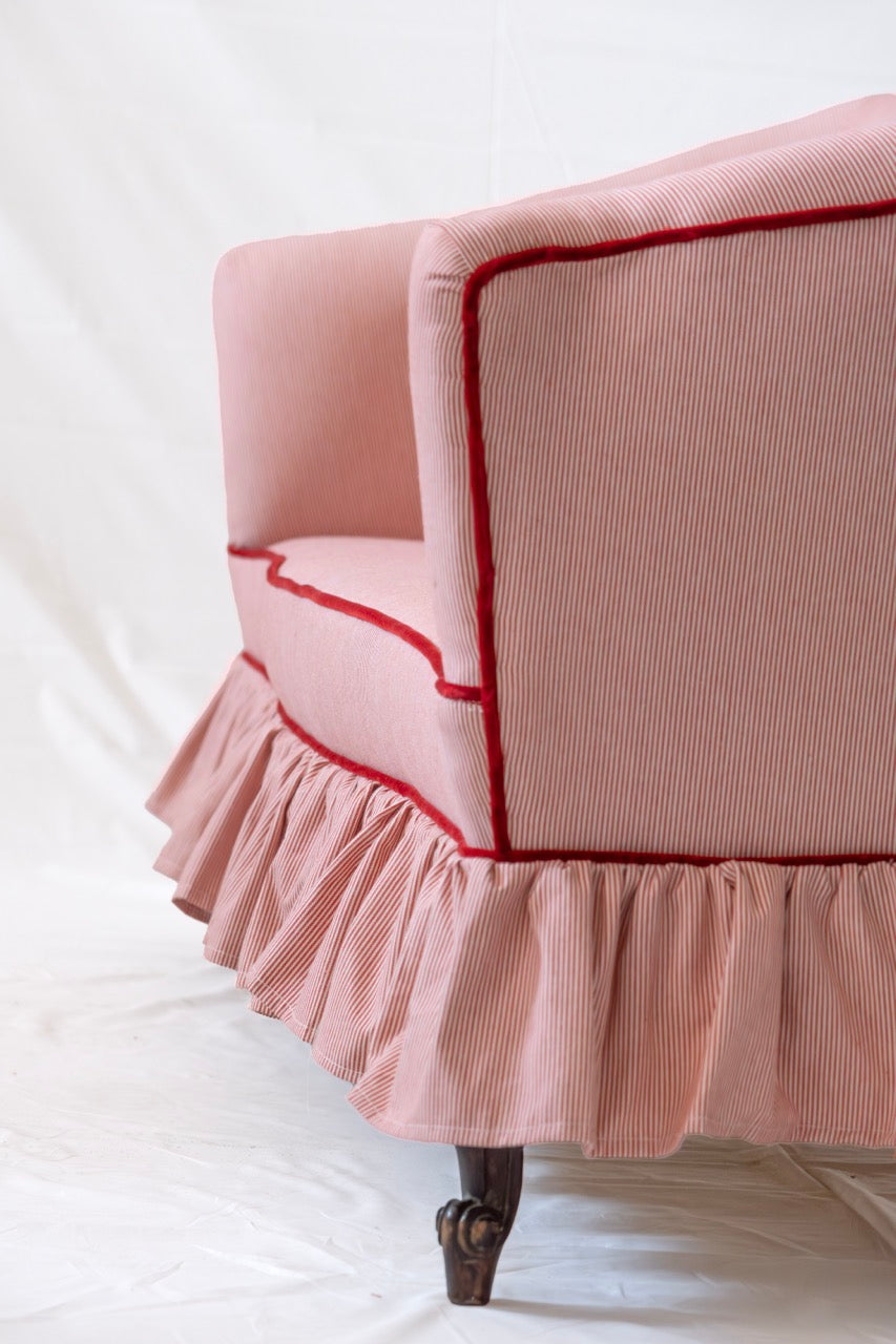 Red Thin Striped Triple Armchair