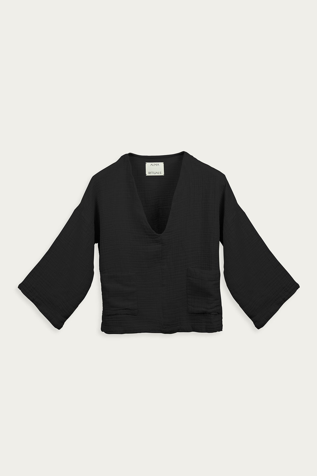 EBONY CRINKLED COTTON TOP