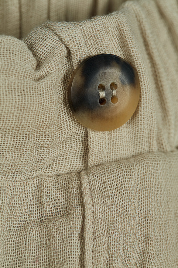 IVORY CRINKLED COTTON PANTS