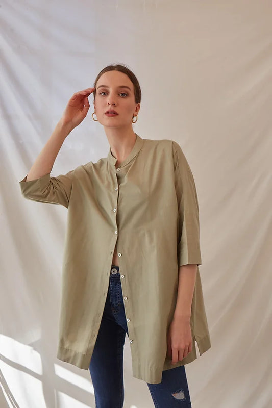 Oversize Dark Green Pocket Shirt