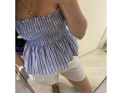 Blue Striped Gipe Blouse