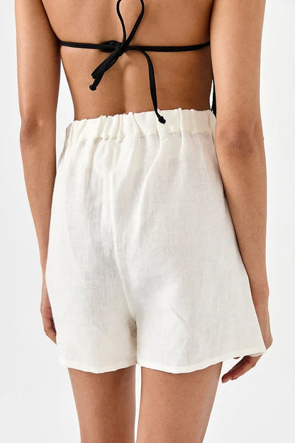 White Linen Shorts