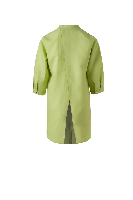 Green Linen Shirt with Cross Back Neckline