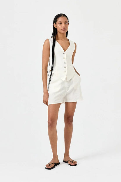 White Linen Vest