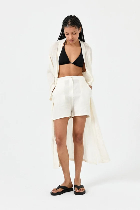 White Linen Shorts