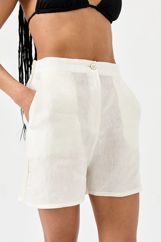 White Linen Shorts