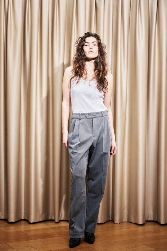 Gray Tube Leg Low Waist Trousers