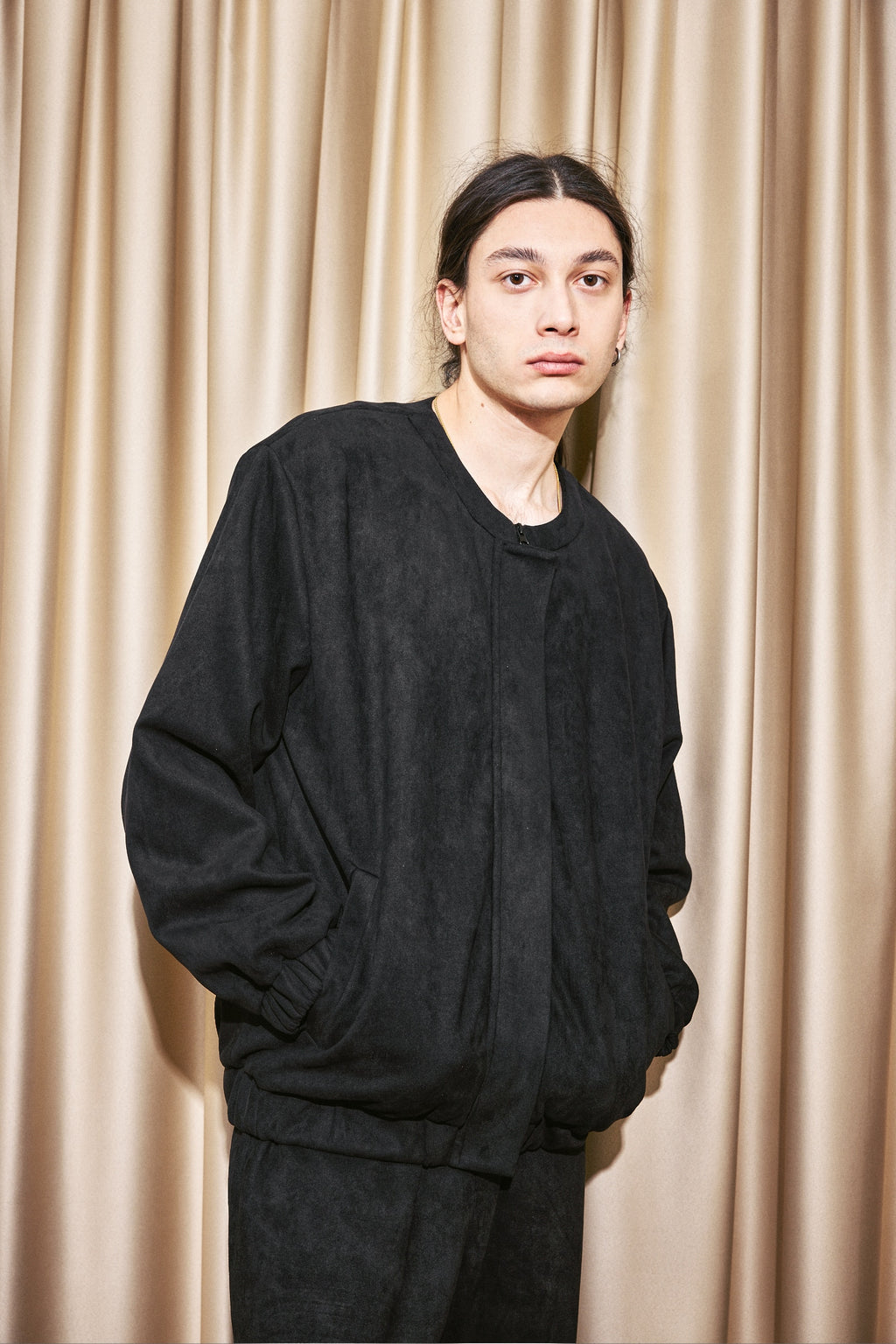 Dökümlü Scuba Süet Bomber Jacket