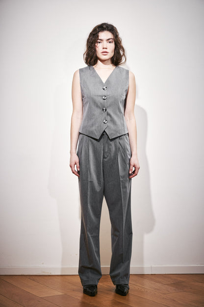 Gray Tube Leg Low Waist Trousers