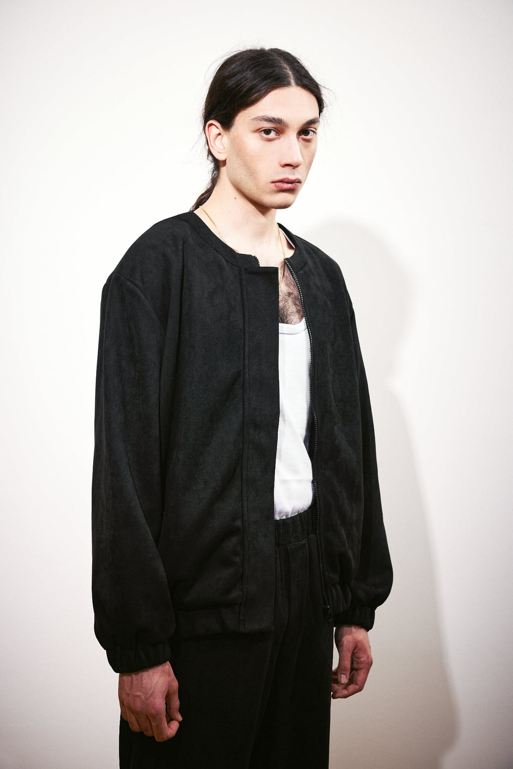 Dökümlü Scuba Süet Bomber Jacket