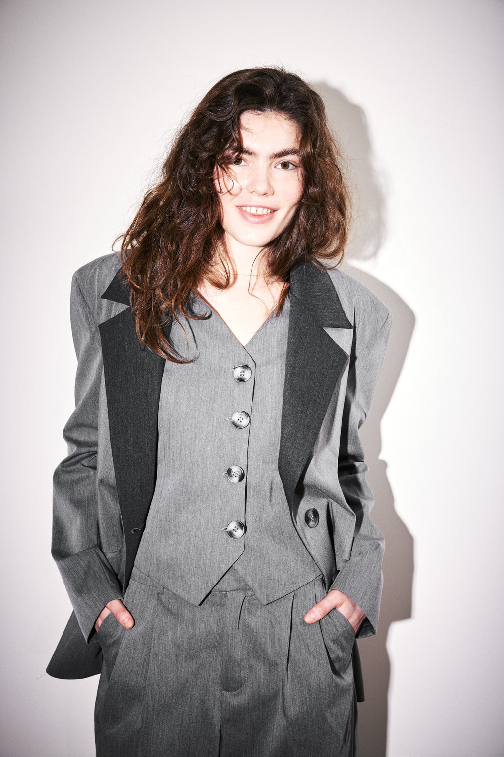 Oversize Gri Füme Astarlı Ceket