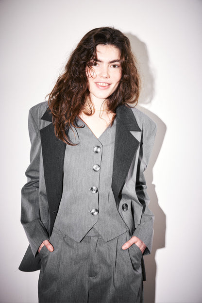 Oversize Gray Smoked Lined Jacket