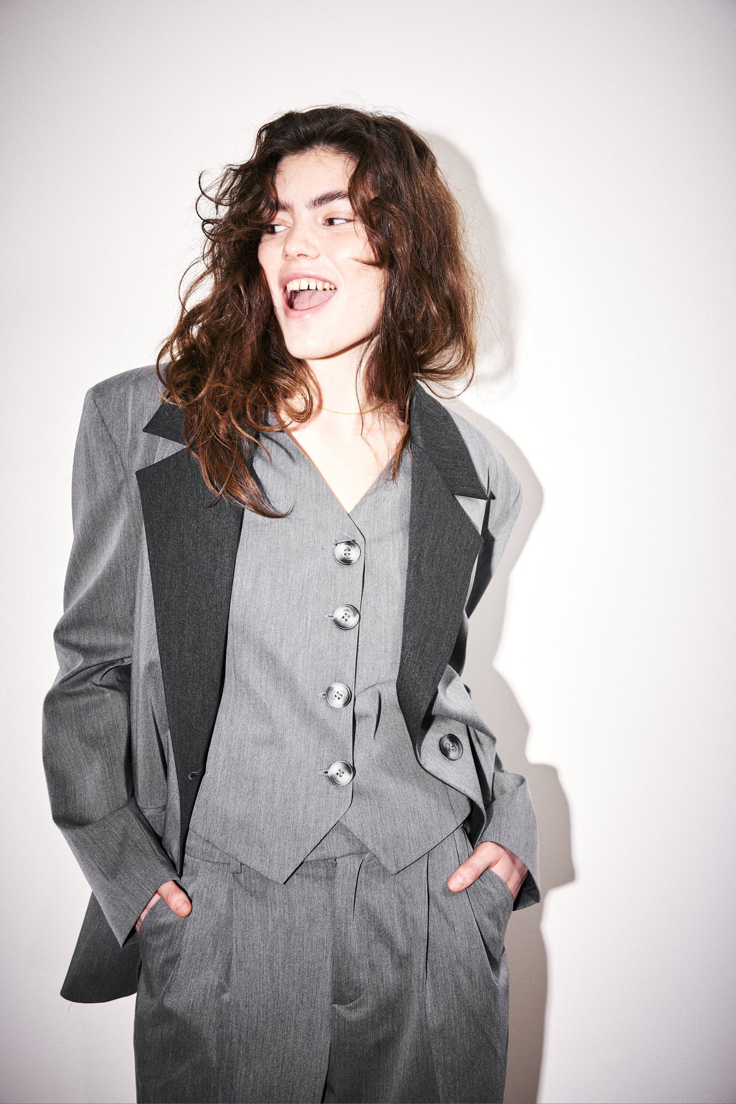 Oversize Gray Smoked Lined Jacket