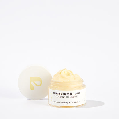 SUPERFOOD BRIGHTENING OVERNIGHT CREAM - TURMERIC + GINSENG + 3% VITAMIN C - BRIGHTENING FACE CREAM WITH ANTIOXIDANT