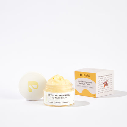 SUPERFOOD BRIGHTENING OVERNIGHT CREAM - TURMERIC + GINSENG + 3% VITAMIN C - BRIGHTENING FACE CREAM WITH ANTIOXIDANT