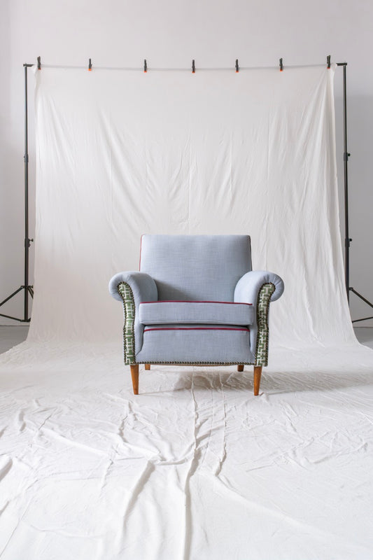 Water Green Linen Armchair