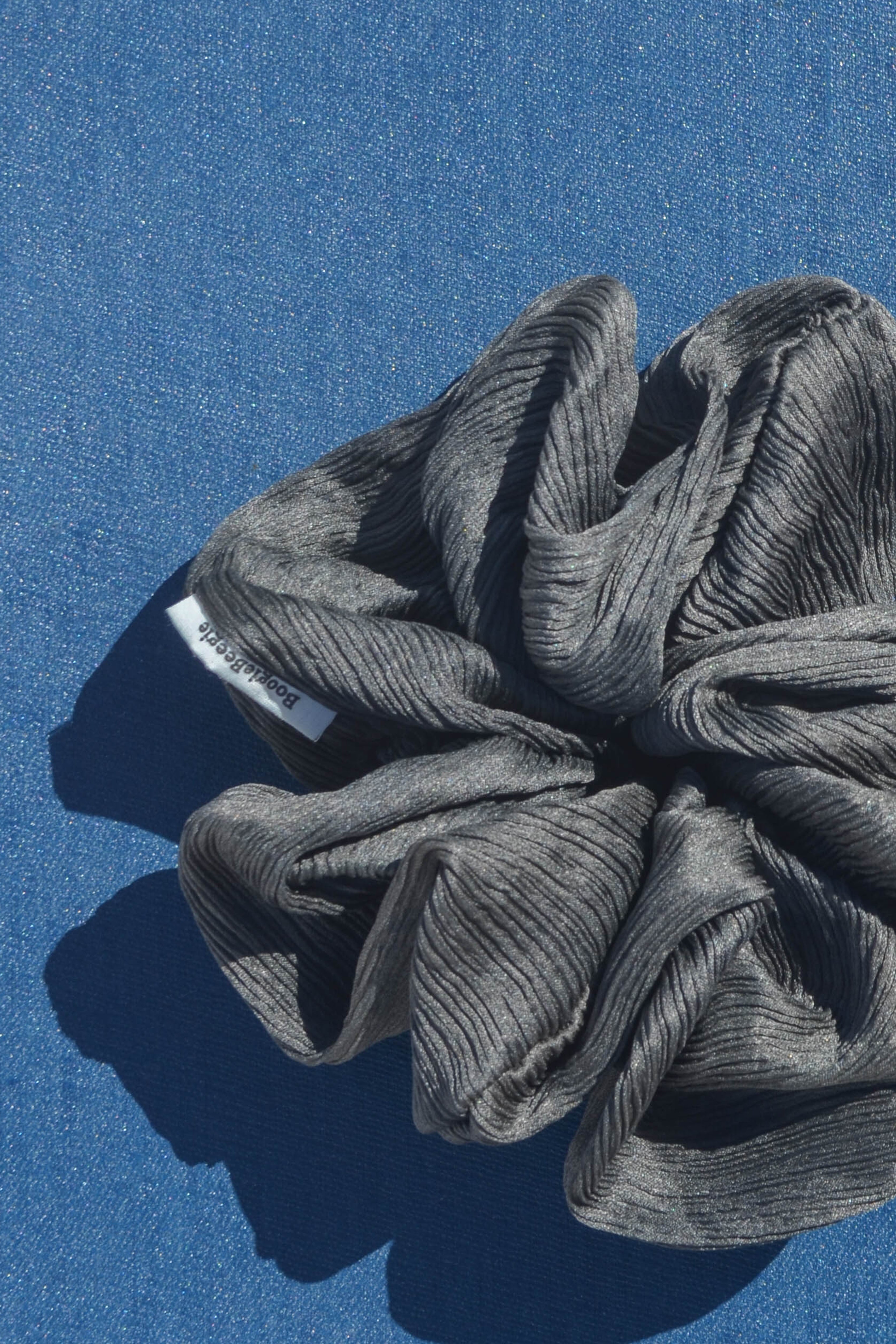 XL Charcoal Flow Silk Scrunchie