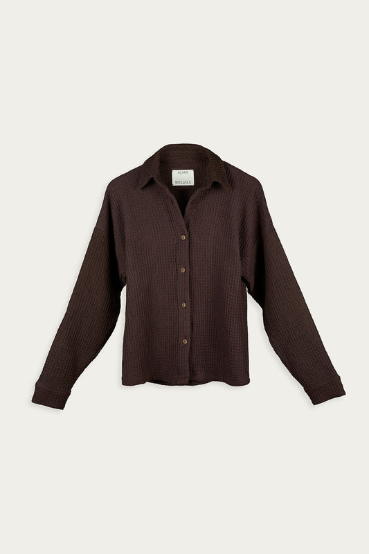 COCONUT SHELL WAFFLE BUTTON SHIRT