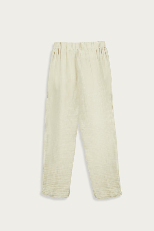 IVORY CRINKLED COTTON PANTS