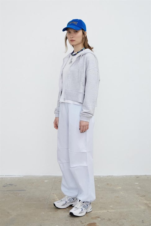 Kadın Mavi Çizgili Paraşüt Pj Pantolon