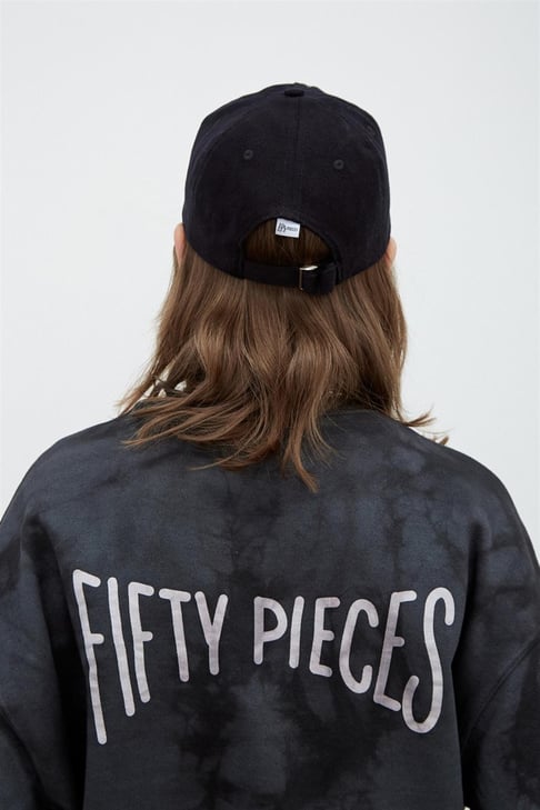 Kadın Antrasit Sırt Baskılı Oversize Batik Sweatshirt