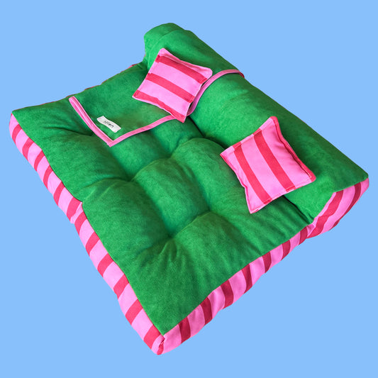 Potpot Pet Yatağı - Yeşil/Pembe
