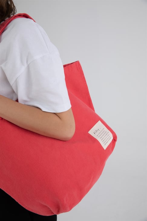 Vintage Kırmızı Bez Tote Çanta