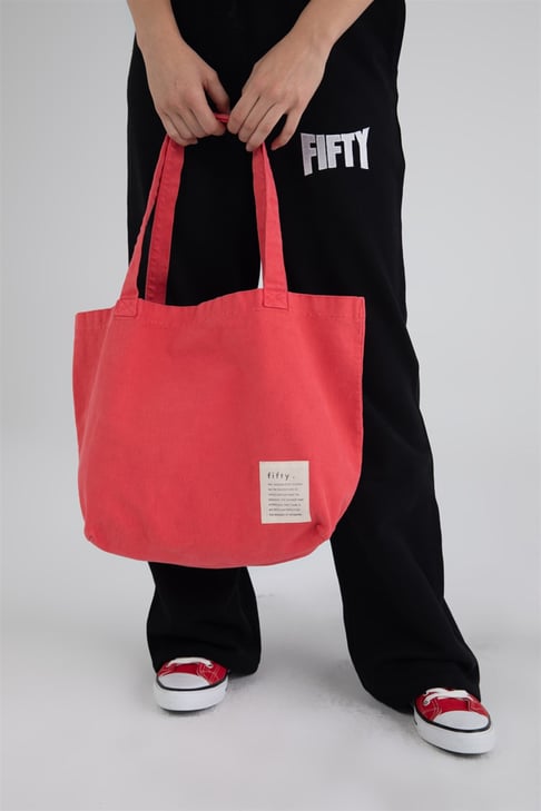 Vintage Kırmızı Bez Tote Çanta